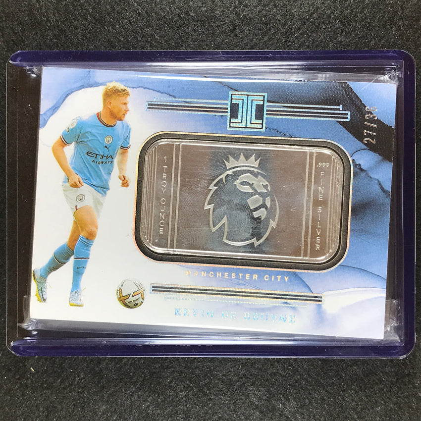 2022-23 Impeccable Epl Kevin De Bruyne Troy Ounce Silver Bar Metal Logo 27/36