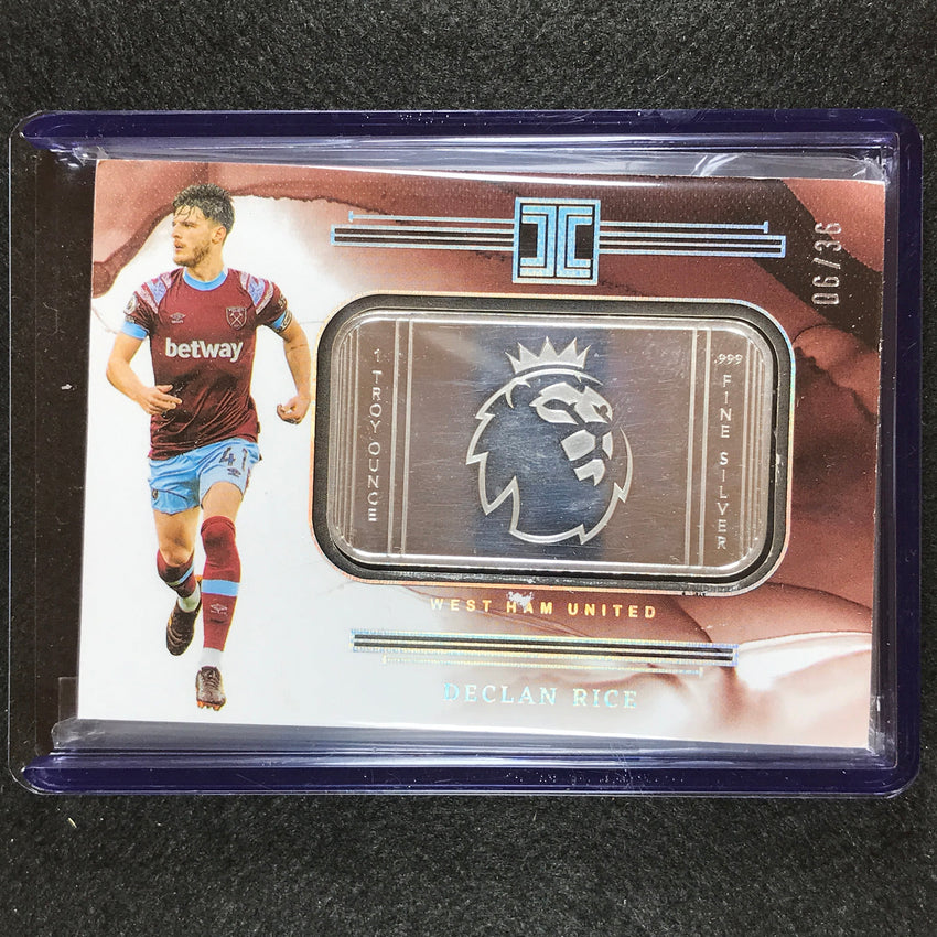 2022-23 Impeccable Epl Declan Rice Troy Ounce Silver Bar Metal Logo 6/36