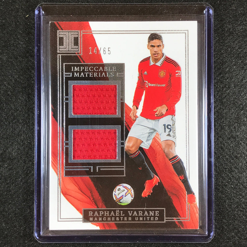 2022-23 Impeccable Epl Raphael Varane Dual Materials Jersey Relic Silver 14/65