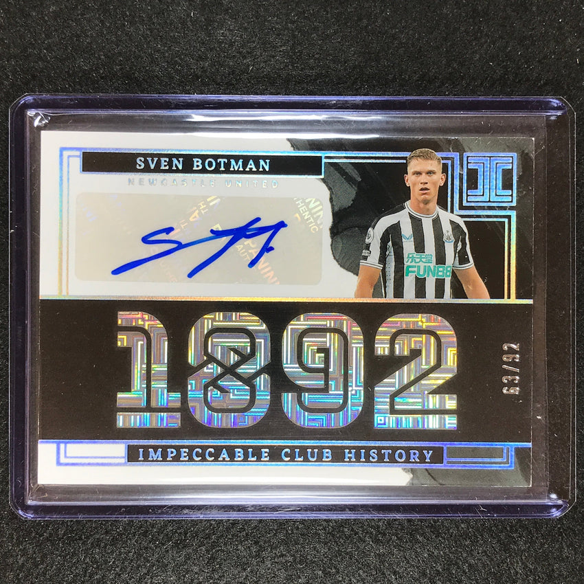 2022-23 Impeccable Epl Sven Botman Club History Auto 1892 Holo Infinite 63/92