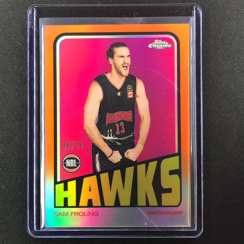 2022-23 Topps Chrome Nbl Sam Froling 1972 Topps Retro Orange 4/25
