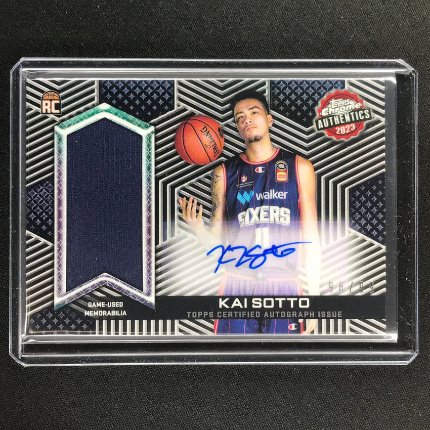 2022-23 Topps Chrome Nbl Kai Sotto Authentics Relics Rookie Jersey Auto 98/99