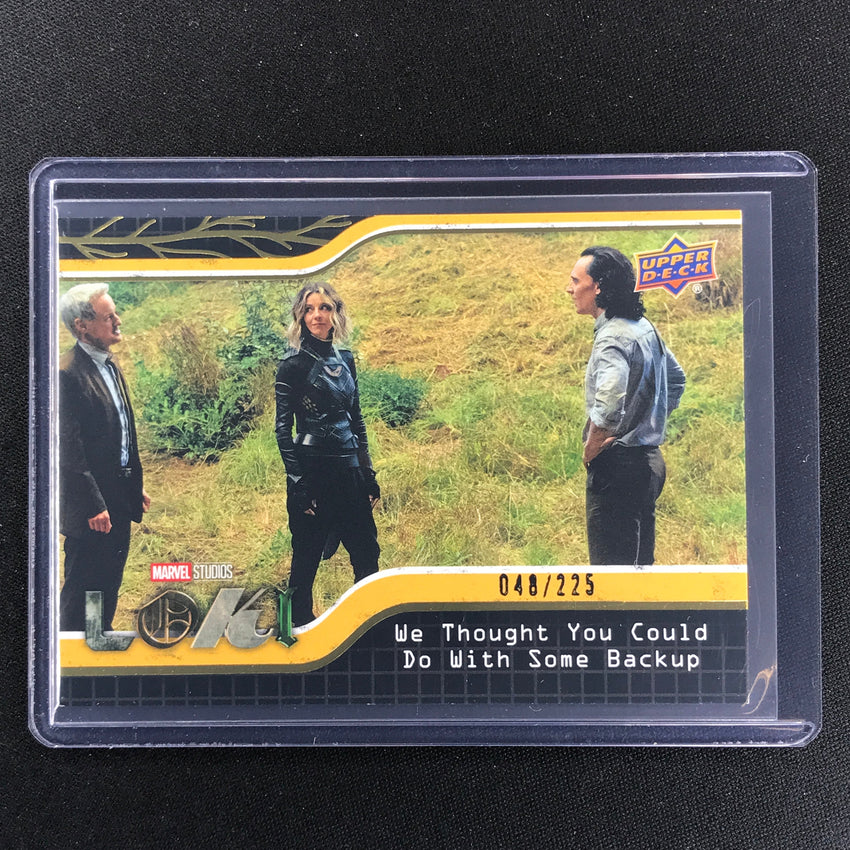 2023 Loki Season 1 WE THOUGHT YOU COULD DO WITH SOME BACKUP Base Yellow /225 #69