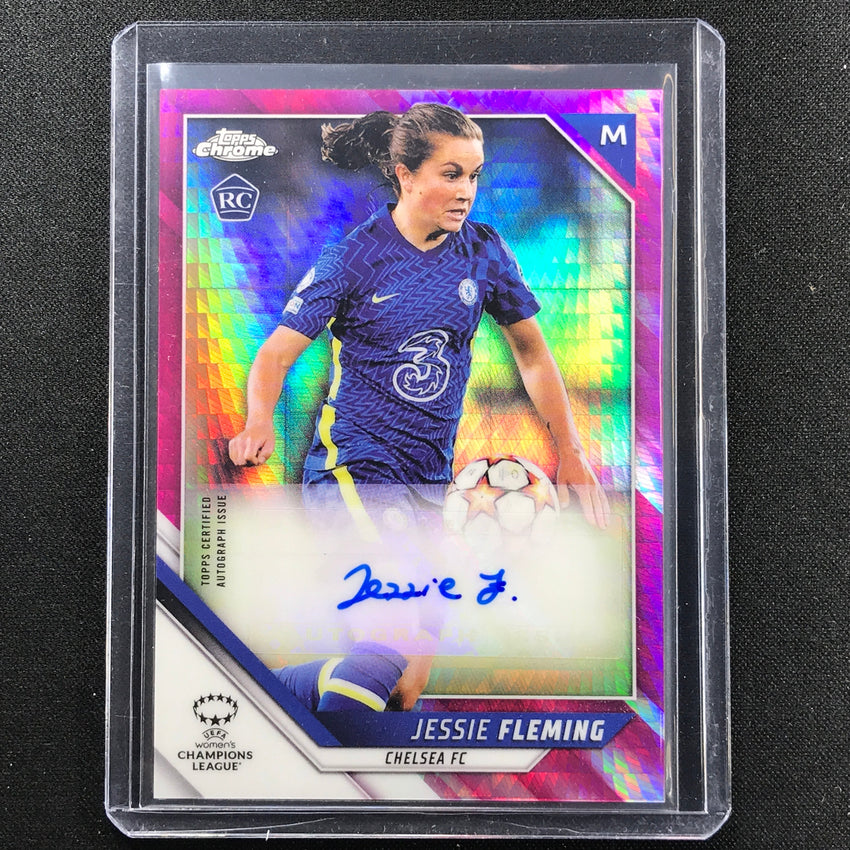 2021-22 Topps Chrome Uefa Ucl Womens Jessie Fleming Auto Pink Prism 139/150