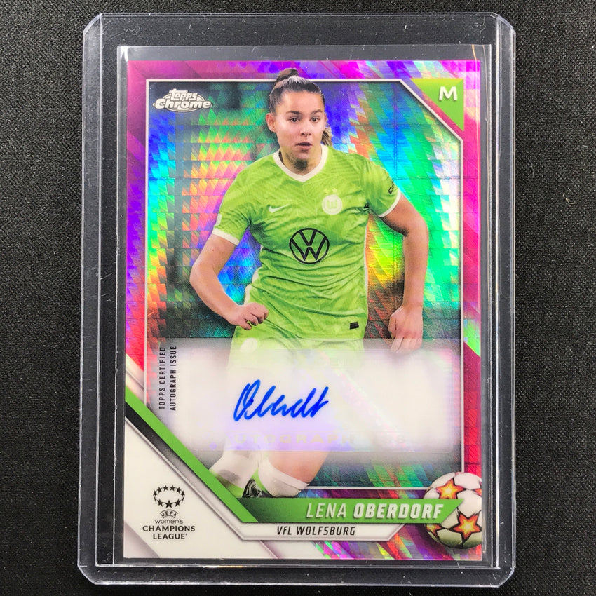2021-22 Topps Chrome Uefa Ucl Womens Lena Oberdorf Auto Pink Prism 124/150