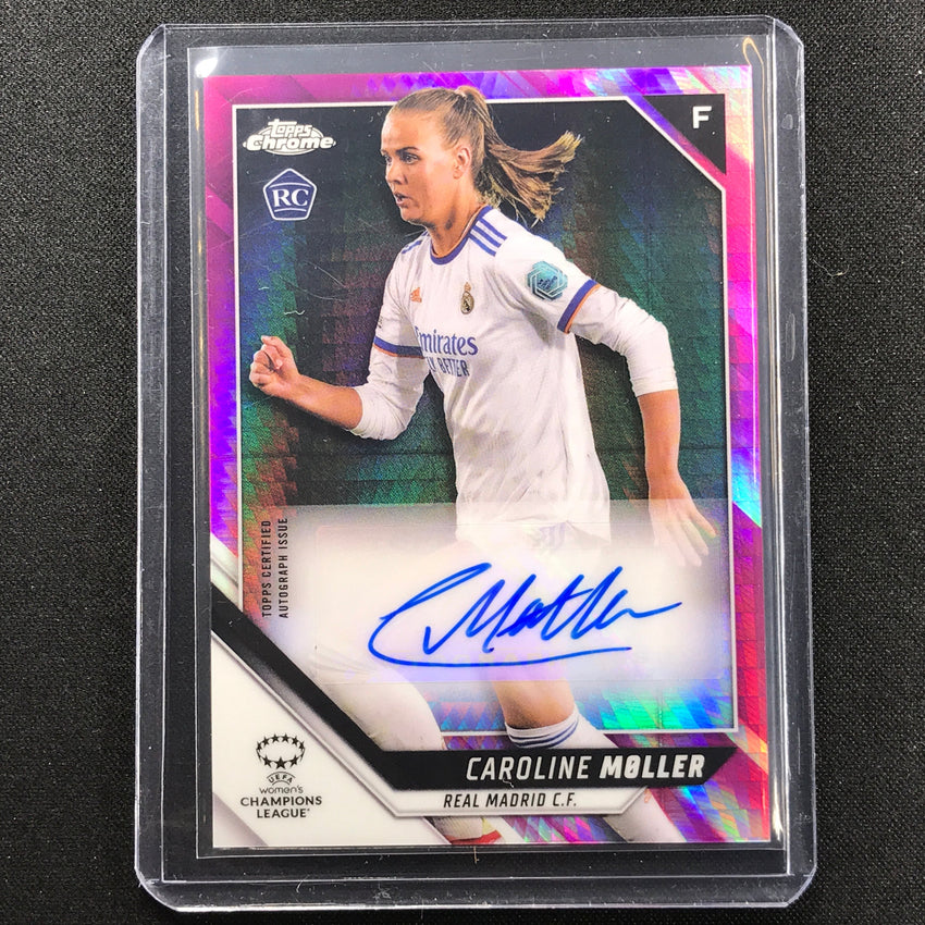 2021-22 Topps Chrome Uefa Ucl Womens Caroline Moller Auto Pink Prism 67/150