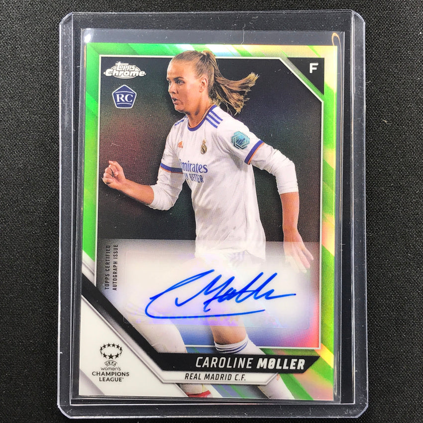 2021-22 Topps Chrome Uefa Ucl Womens Caroline Moller Auto Neon Green 37/50