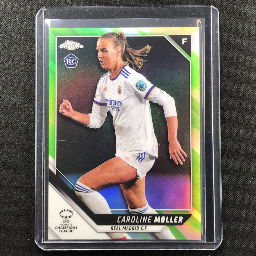 2021-22 Topps Chrome Uefa Ucl Womens Caroline Moller Rookie Neon Green 6/99