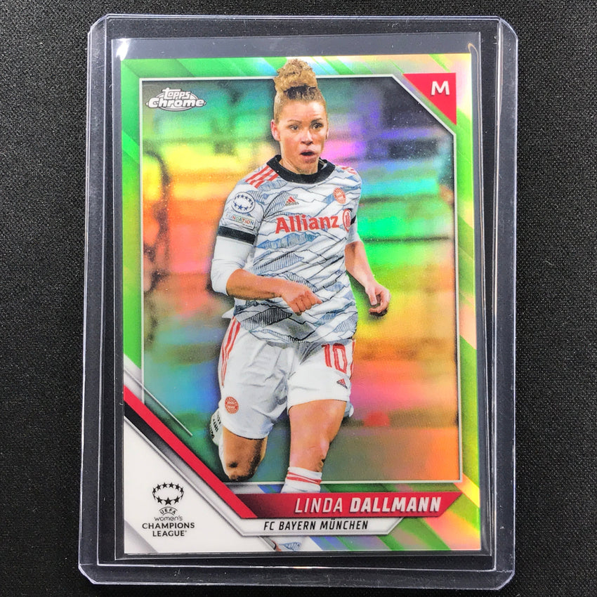 2021-22 Topps Chrome Uefa Ucl Womens Linda Dallmann Neon Green 5/99