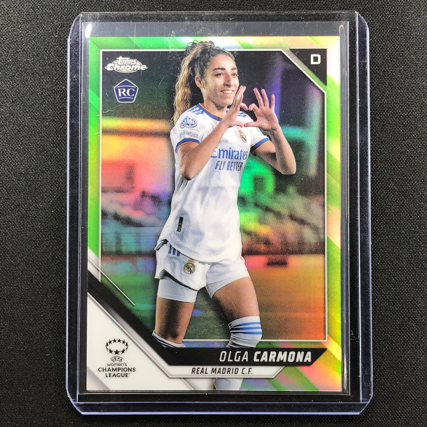 2021-22 Topps Chrome Uefa Ucl Womens Olga Carmona Rookie Neon Green 13/99