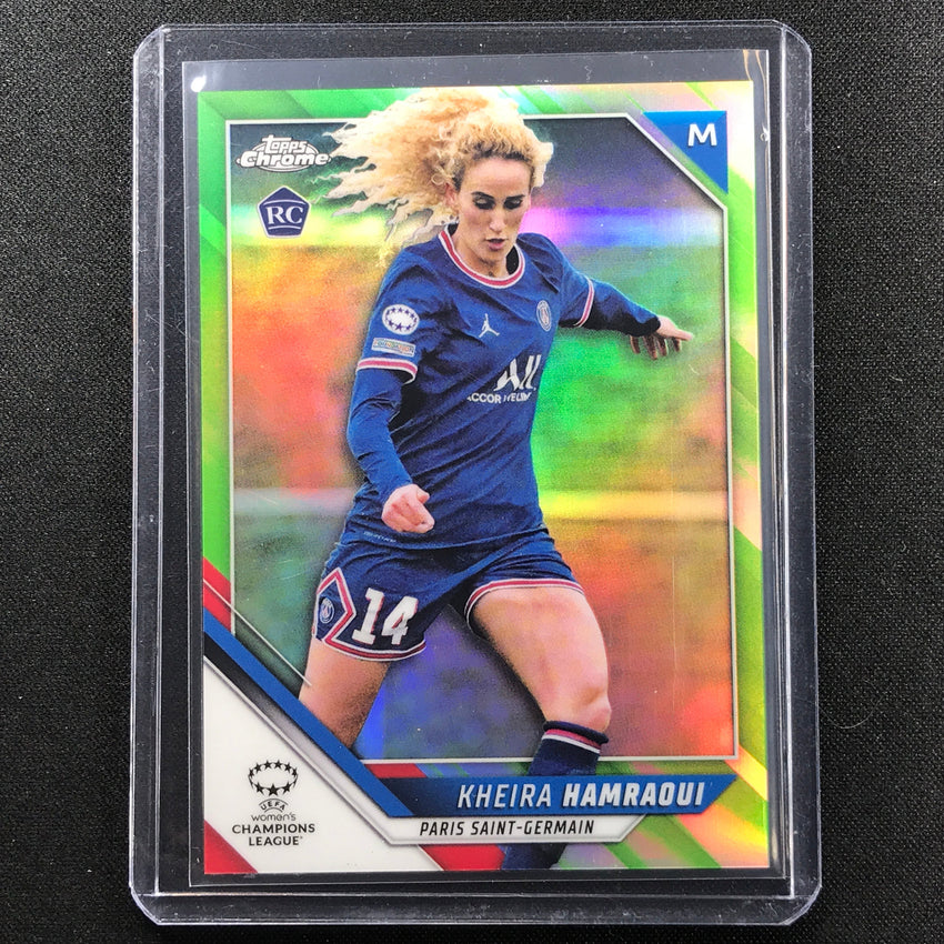 2021-22 Topps Chrome Uefa Ucl Womens Kheira Hamraoui Rookie Neon Green 71/99