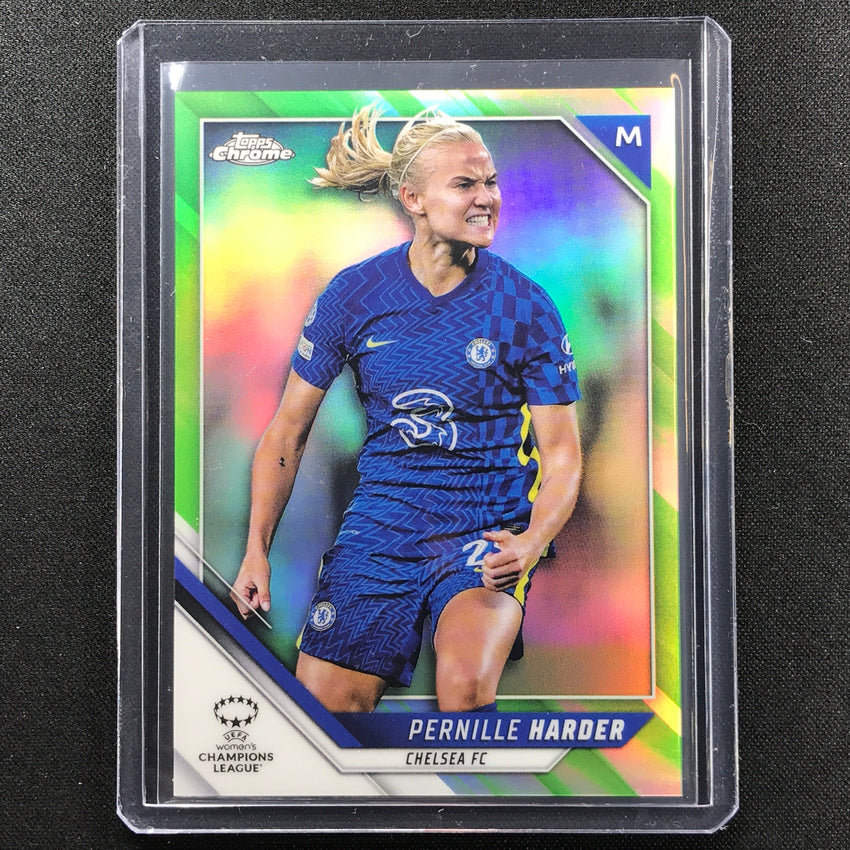 2021-22 Topps Chrome Uefa Ucl Womens Pernille Harder Neon Green 3/99