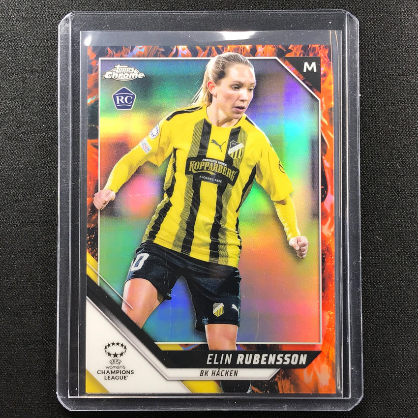 2021-22 Topps Chrome Uefa Ucl Womens Elin Rubensson Rookie Inferno 7/75