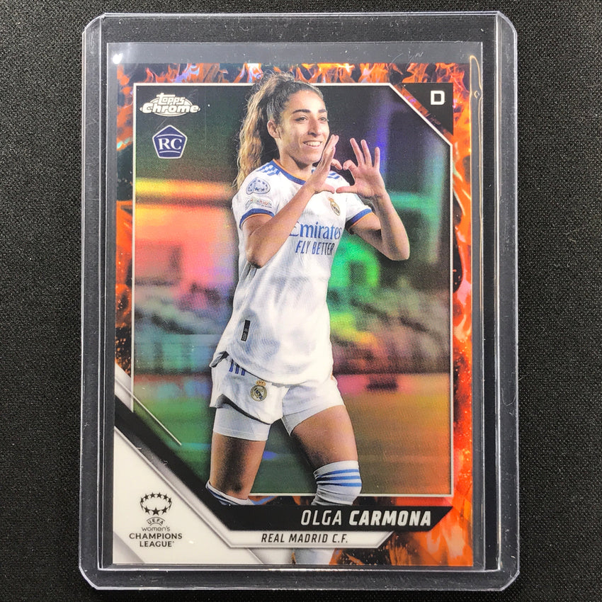 2021-22 Topps Chrome Uefa Ucl Womens Olga Carmona Rookie Inferno 23/75