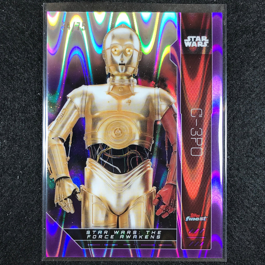2023 Topps Finest Star Wars C-3PO Base Purple RayWave 57/75 #32