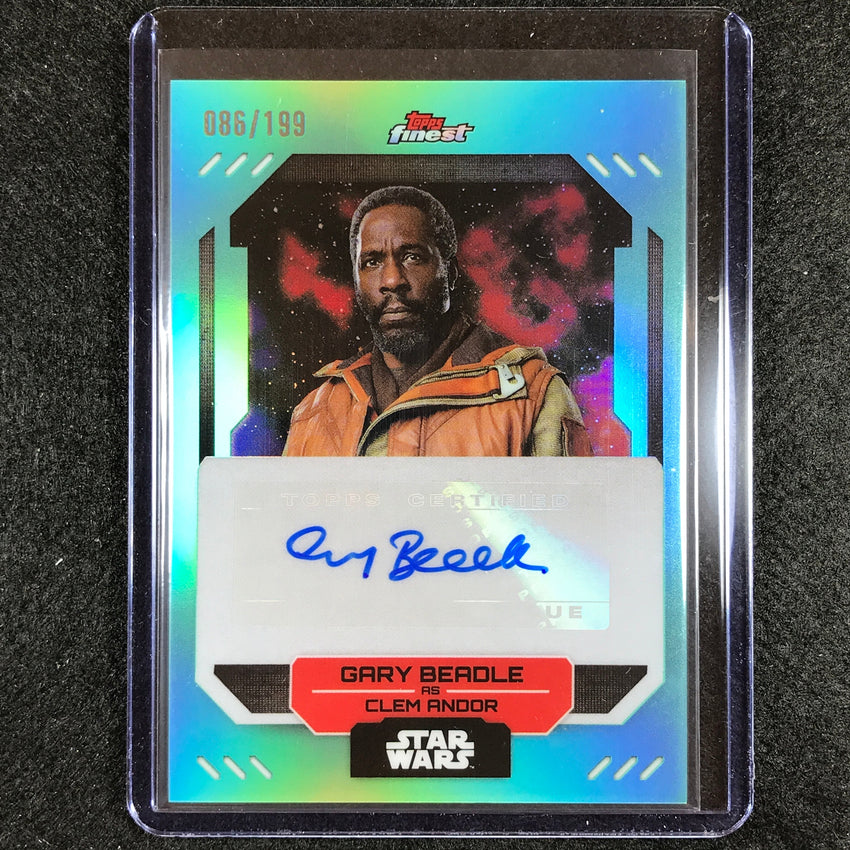 2023 Topps Finest Star Wars Gary Beadle As Clem Andor Auto Aqua 86/199