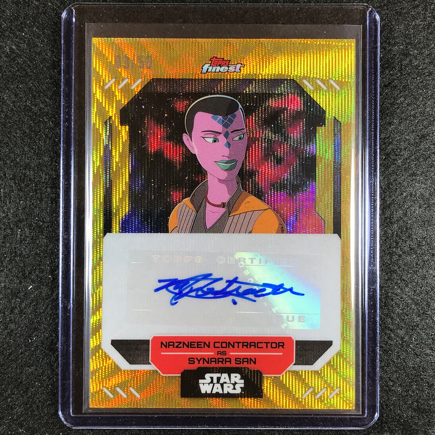 2023 Topps Finest Star Wars Nazneen Contractor As Synara San Auto Gold Wave 3/50