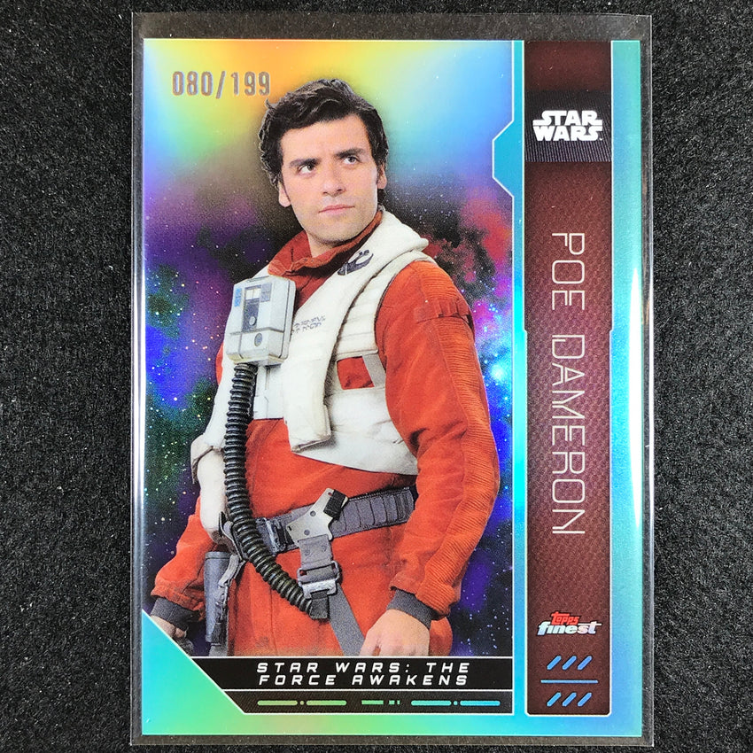 2023 Topps Finest Star Wars POE DAMERON Base Aqua 80/199 #30