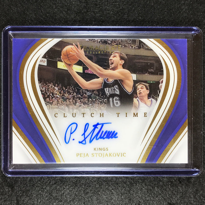 2022-23 Immaculate Peja Stojakovic Clutch Time Signatures Acetate Auto 22/49