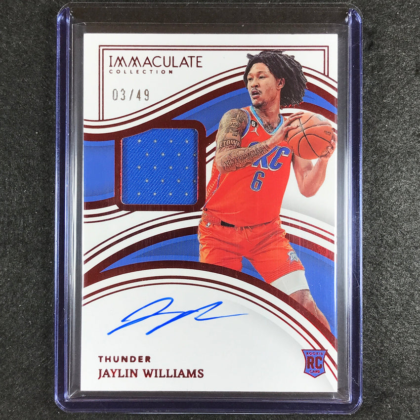 2022-23 Immaculate Jaylin Williams Rookie Patch Auto Red 3/49