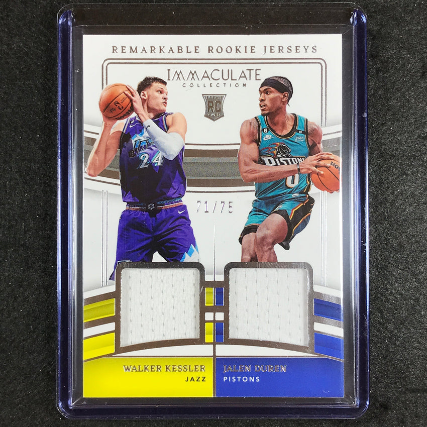 2022-23 Immaculate Walker Kessler Jalen Duren Remarkable Rookie Jersey 71/75