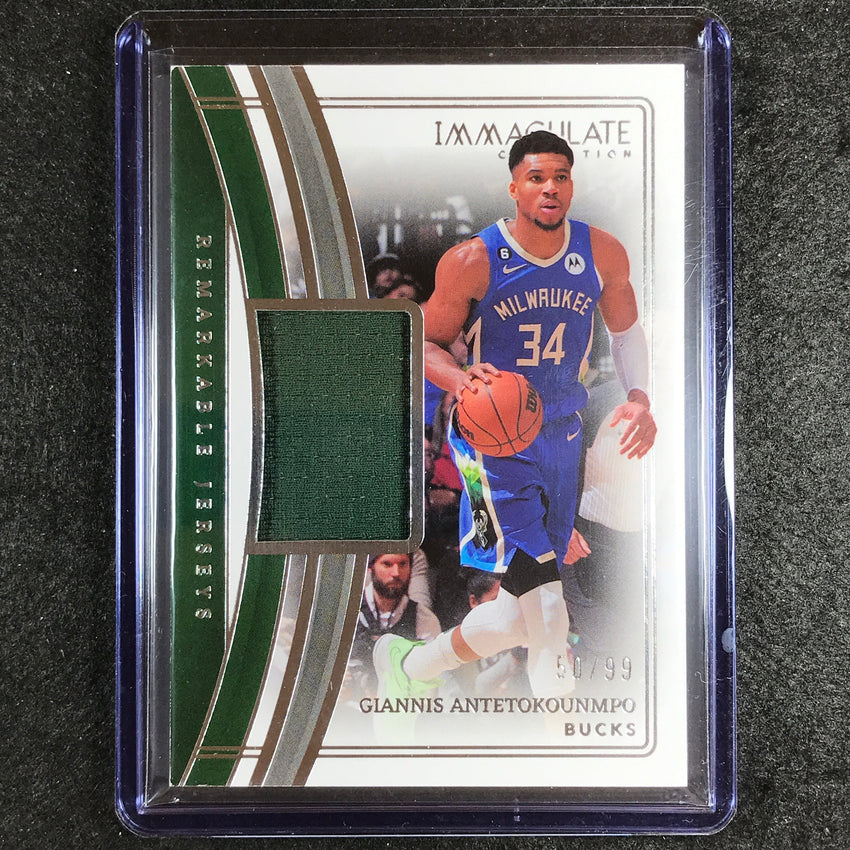 2022-23 Immaculate Giannis Antetokounmpo Remarkable Jerseys Relic 50/99