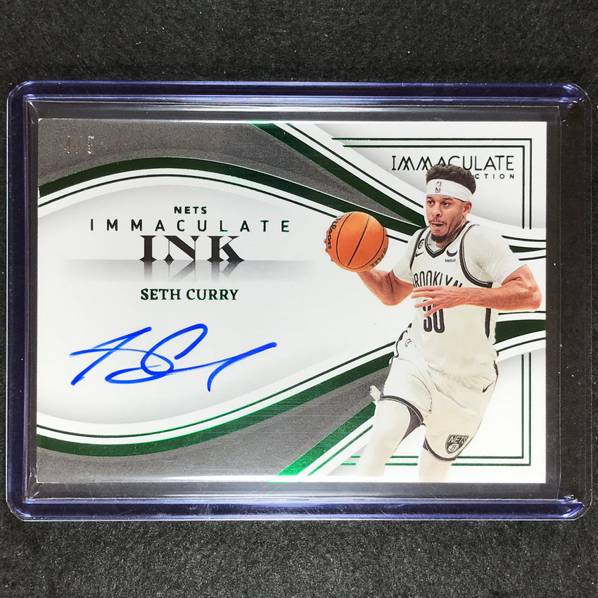 2022-23 Immaculate Seth Curry Immaculate Ink Auto Green 4/5