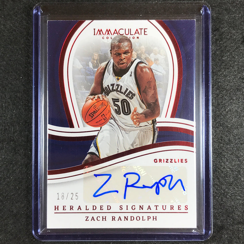 2022-23 Immaculate Zach Randolph Heralded Signatures Auto Red 18/25
