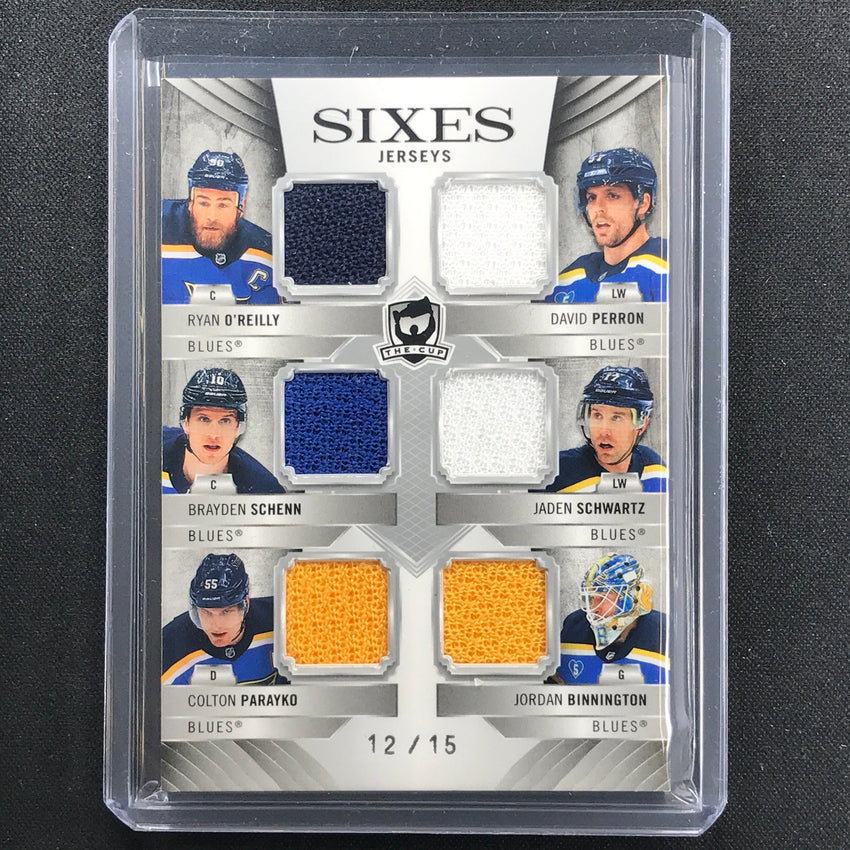 2020-21 The Cup Oreilly Perron Schenn Schwartz Parayko Sixes Jersey Relic 12/15
