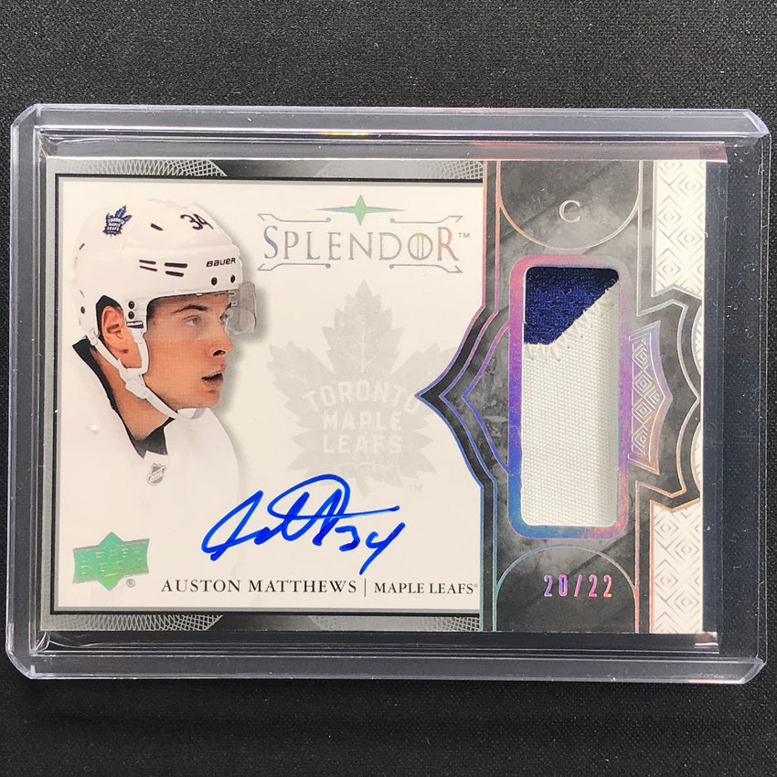 2020-21 The Cup Auston Matthews 2017-18 Splendor Relic Auto Border Sil ...