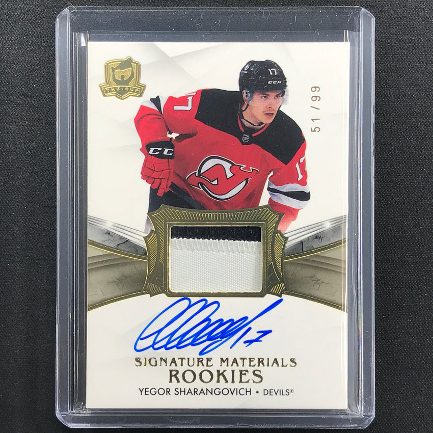 2020-21 The Cup Yegor Sharangovich Signatures Materials Rookie Patch Auto 51/99