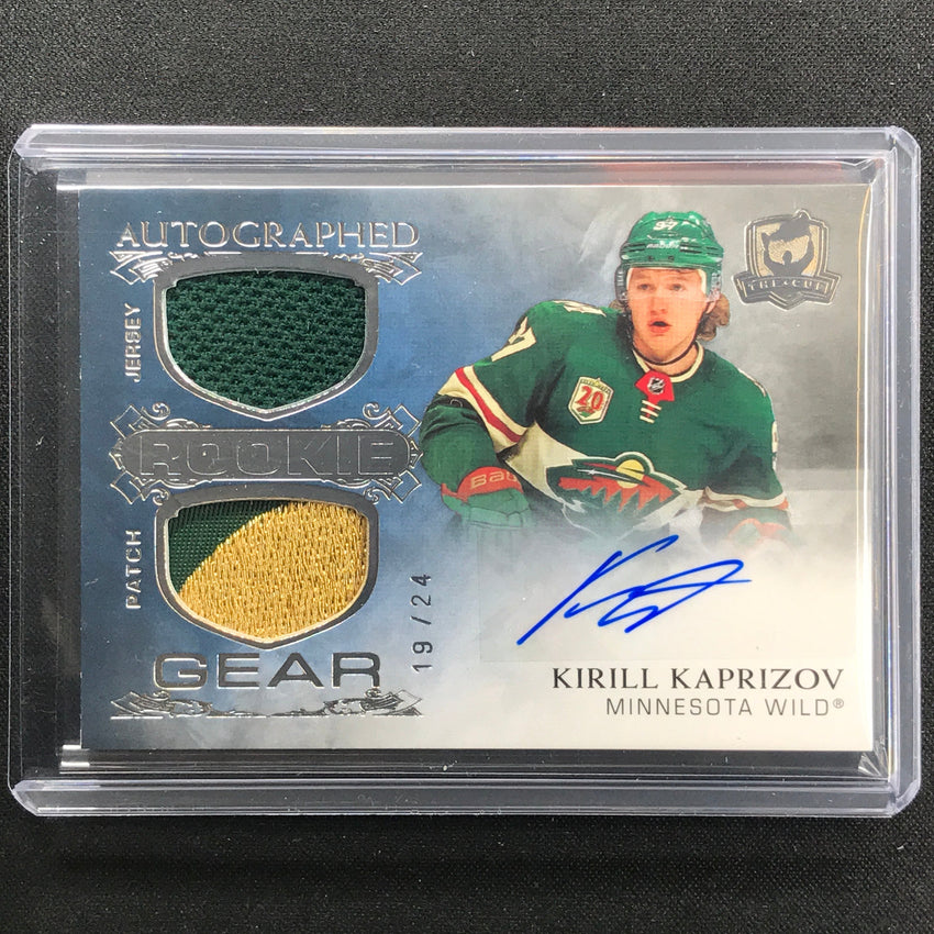 2020-21 The Cup Kirill Kaprizov Autographed Rookie Gear Dual Patch Auto 19/24