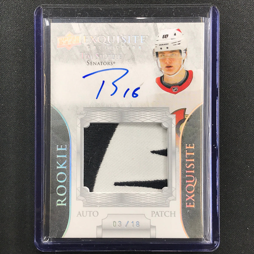 2020-21 The Cup Tim Stutzle Exquisite Collection Rookie Auto Patch 3/18