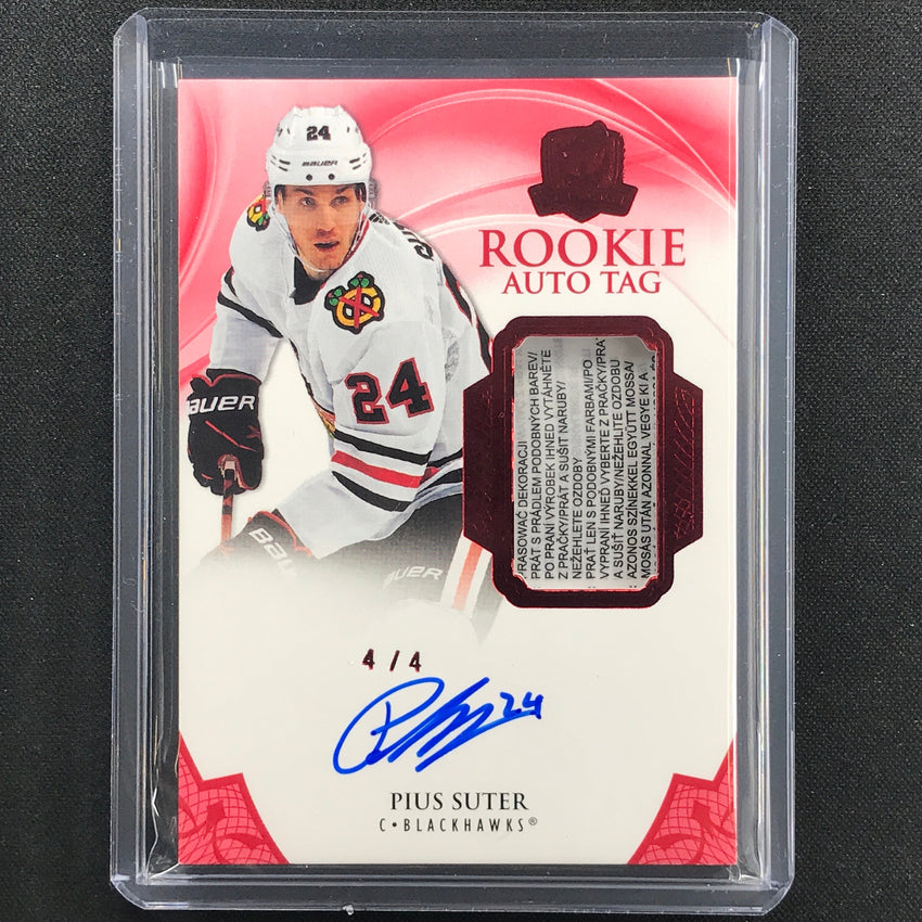2020-21 The Cup Pius Suter Rookie Auto Patch Tag Red Foil 4/4