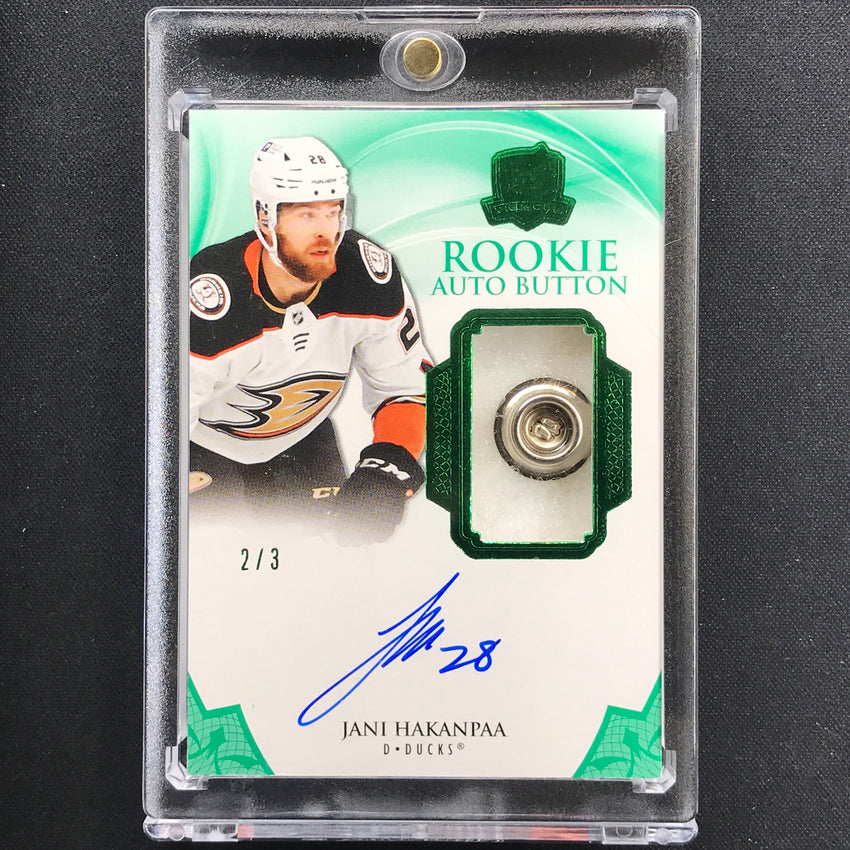 2020-21 The Cup Jani Hakanpaa Rookie Auto Patch Green Foil Button 2/3