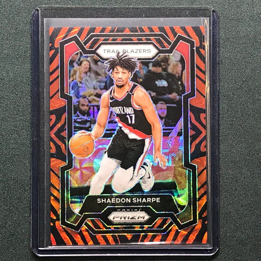 2023-24 Prizm Shaedon Sharpe Choice Tiger Stripe No 104