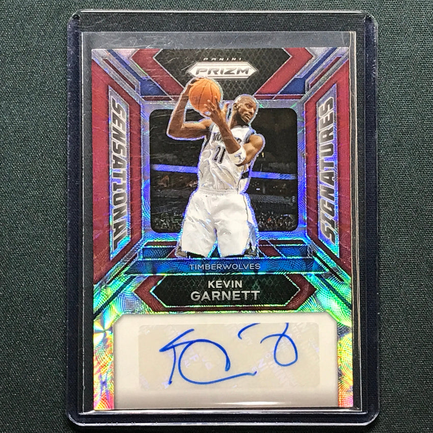 2023-24 Prizm Kevin Garnett Sensational Signatures Auto Choice Red 38/88