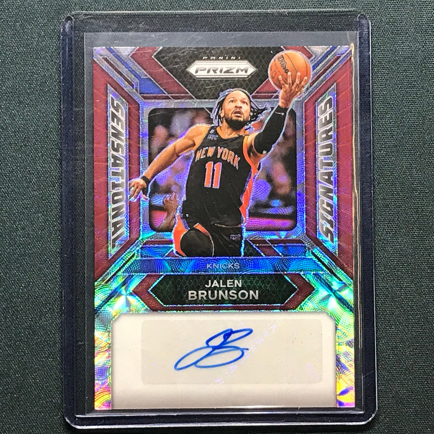 2023-24 Prizm Jalen Brunson Sensational Signatures Auto Choice Red 22/88