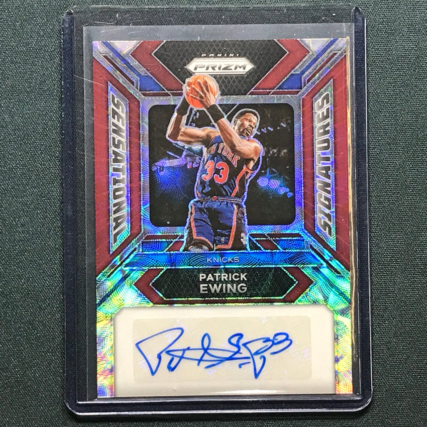 2023-24 Prizm Patrick Ewing Sensational Signatures Auto Choice Red 14/88