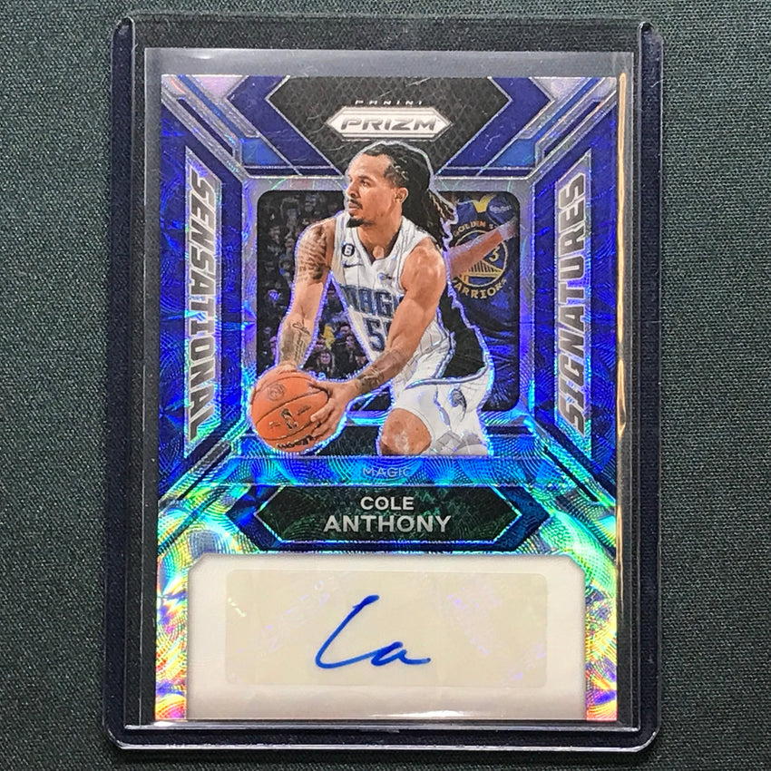 2023-24 Prizm Cole Anthony Sensational Signatures Auto Choice Blue 12/49