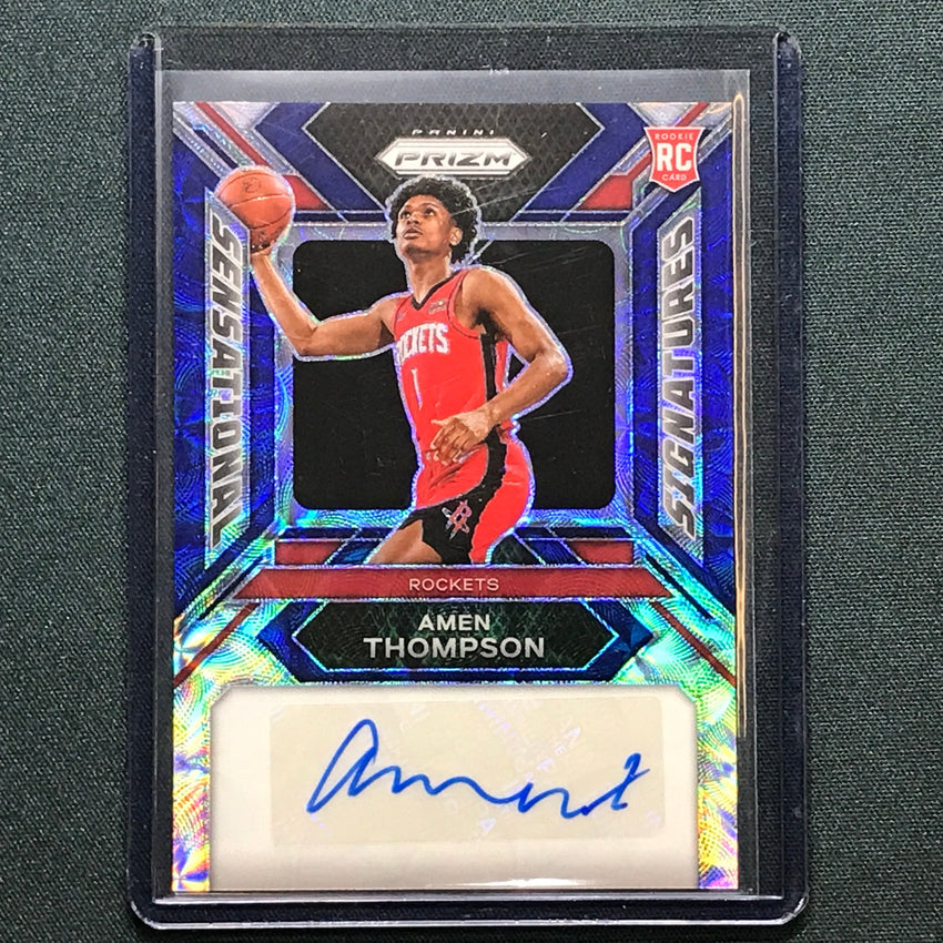 2023-24 Prizm Amen Thompson Sensational Signatures Rookie Auto Choice Blue 12/49