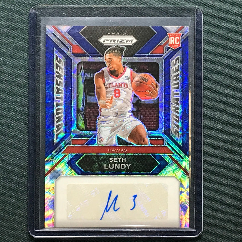 2023-24 Prizm Seth Lundy Sensational Signatures Rookie Auto Choice Blue 20/49