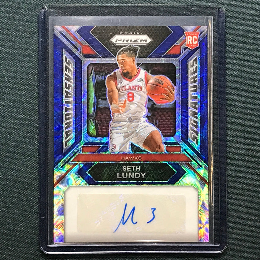 2023-24 Prizm Seth Lundy Sensational Signatures Rookie Auto Choice Blue 19/49