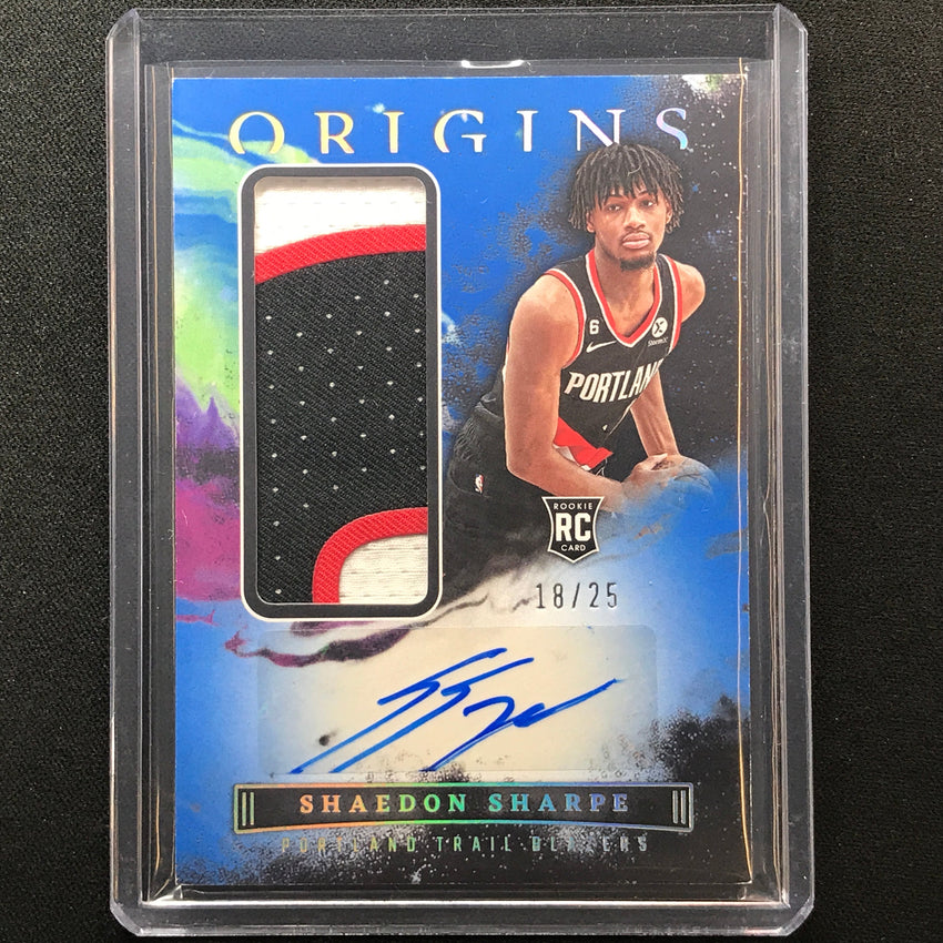 2022-23 Origins Shaedon Sharpe Rookie Patch Auto Blue 18/25
