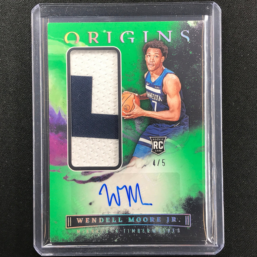 2022-23 Origins Wendell Moore Jr. Rookie Patch Auto Green 4/5