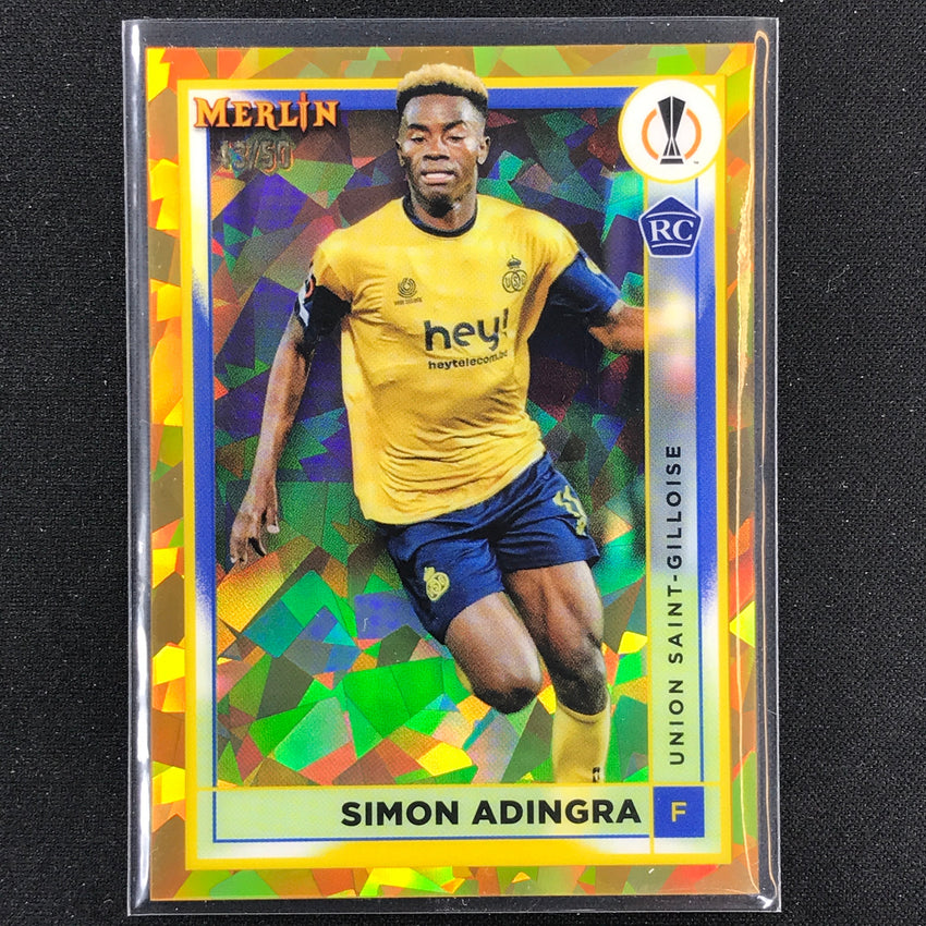 2022-23 Merlin Chrome Uefa Simon Adingra Rookie Gold Atomic 43/50