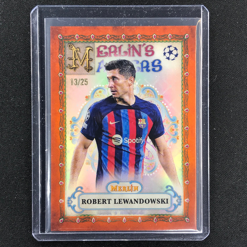 2022-23 Merlin Chrome Uefa Robert Lewandowski Merlins Masters Orange 13/25