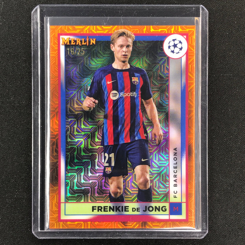 2022-23 Merlin Chrome Uefa Frenkie De Jong Orange Mojo 16/25