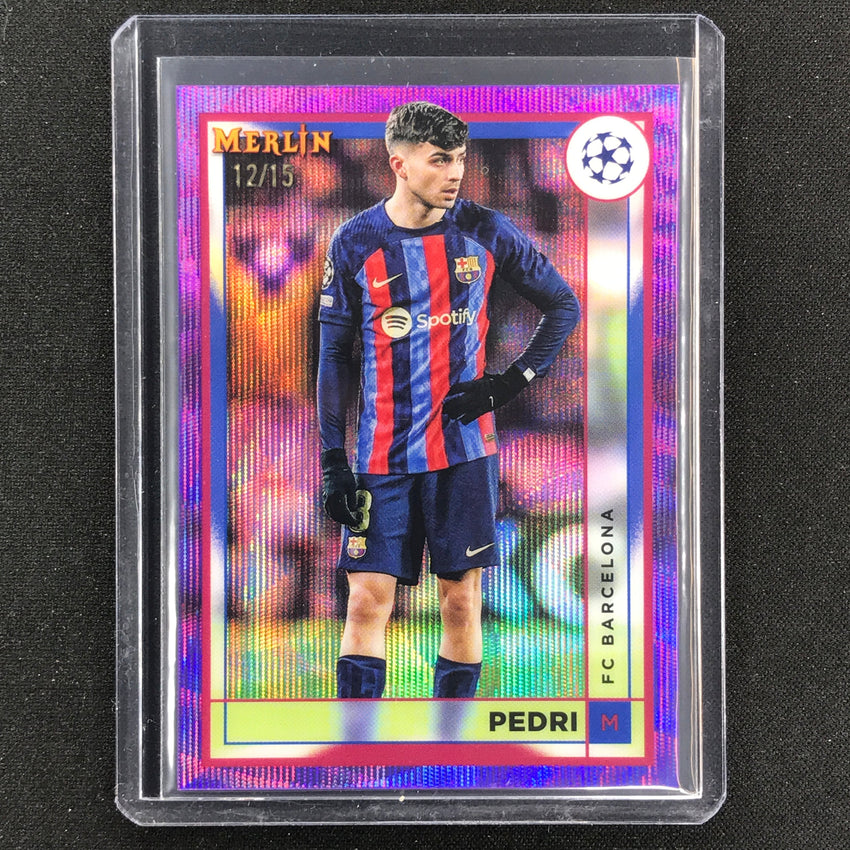 2022-23 Merlin Chrome Uefa Pedri Purple Wave 12/15