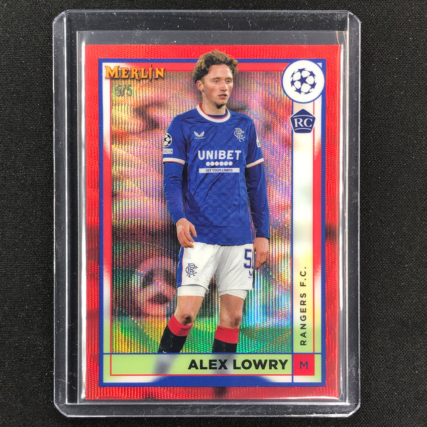 2022-23 Merlin Chrome Uefa Alex Lowry Rookie Red Wave 5/5